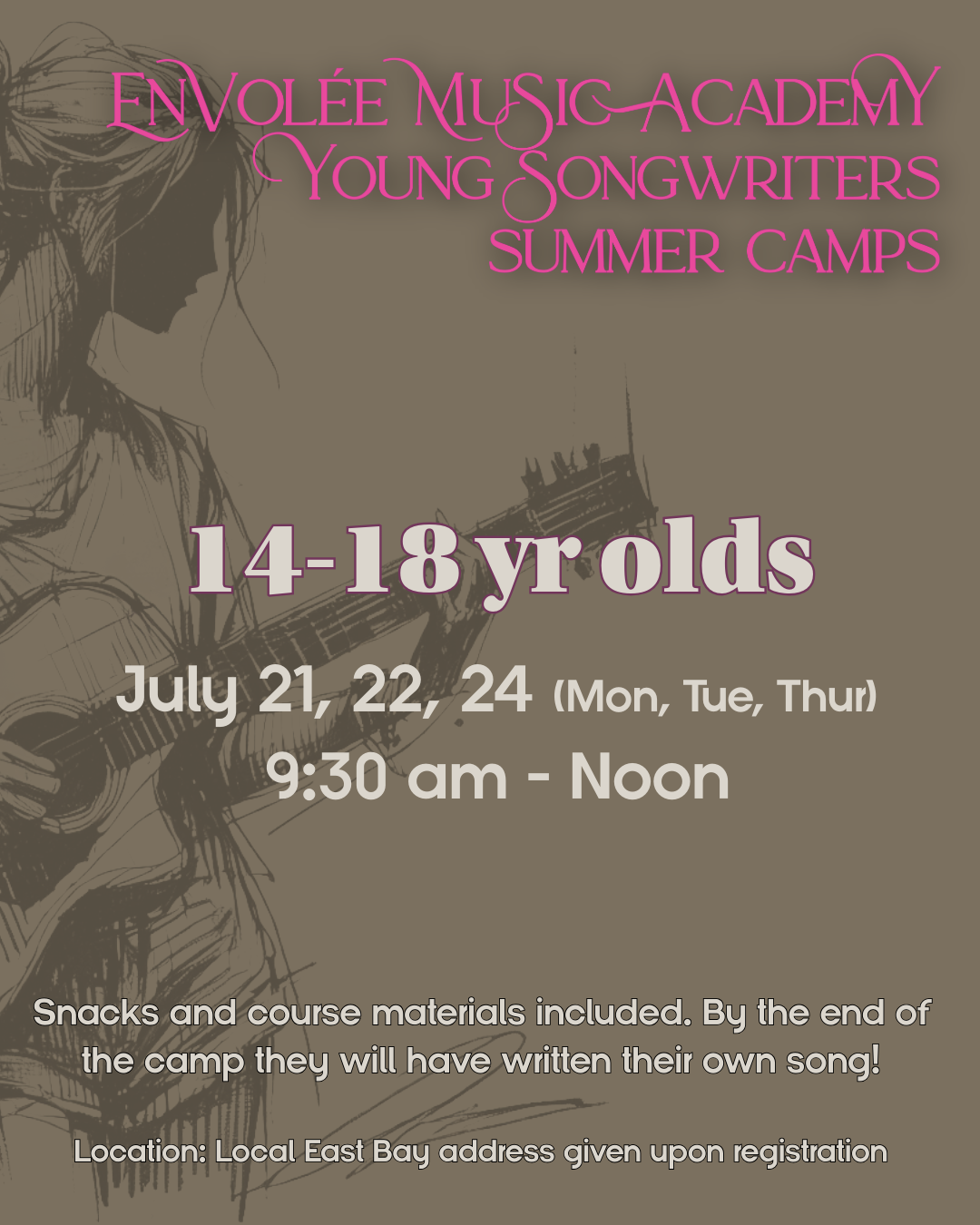 Envolée Young Songwriter's Camp Ages 14-18